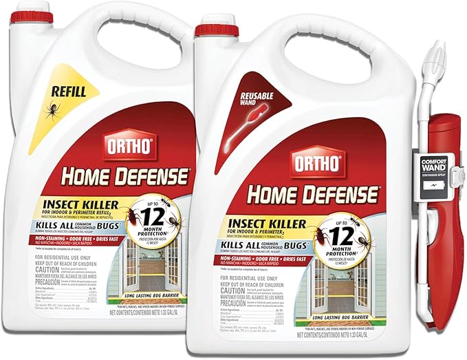 Ortho Home Defense Insect Killer for Indoor & Perimeter2 and Refill Bundle: Long Lasting Bug Barrier, Kills Ants, Roaches, Spiders, 1 gal.