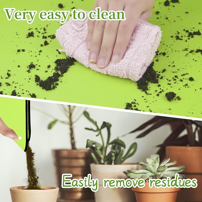 SupKing Repotting Mat 29.5"x 29.5" for Indoor Plant Transplanting Green Large Garden Mat Gift for Plant Lovers Oxford Fabric Portable Potting Tray for Gardening Mess Control