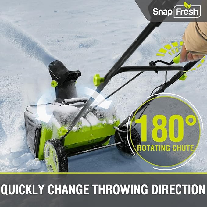 SnapFresh Electric Snow Blower Cordless - 2 x 20V 20 Inch Brushless Snow Blower with 5.0Ah Battery x 2 and Fast Charger, Built-in Dual LED Headlights
