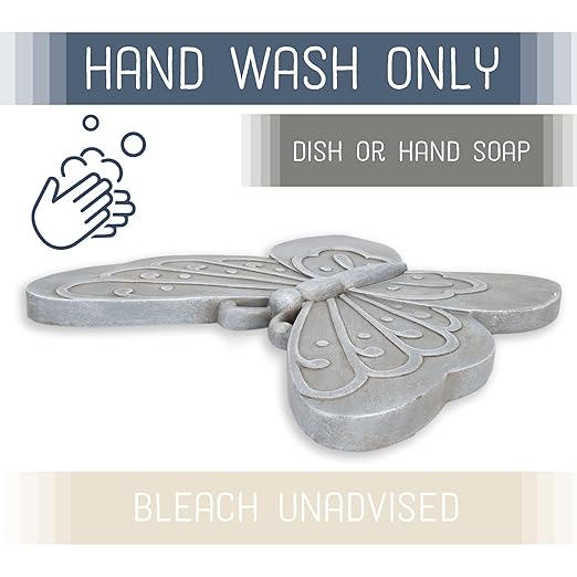 NAT & Jules Animal Character Shaped Dimensional Indoor Outdoor 11 inch Cast Resin Decorative Garden Stepping Stone, Patio, Walkway Sculpture Yard Art, Stone Grey Butterfly