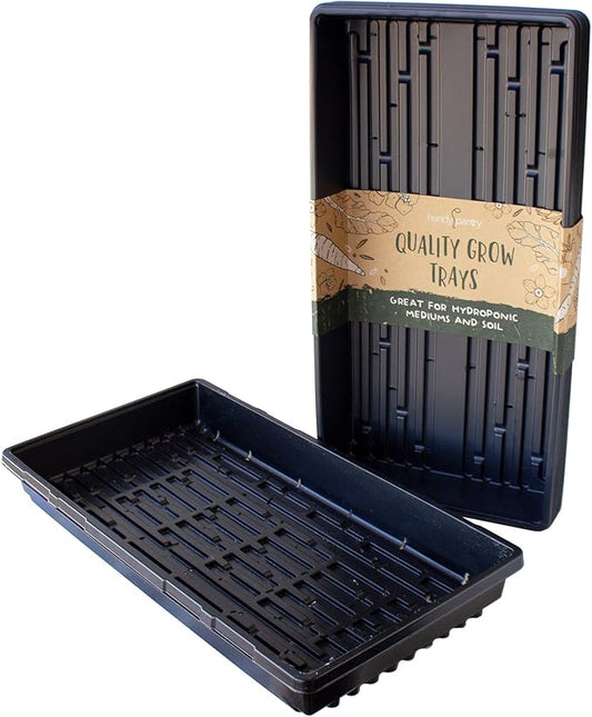 Handy Pantry 10-Pack 1020 Garden Growing Trays with Drain Holes - 10" x 20" Plastic Plant - Wheatgrass Sprouting, Microgreens Seed Tray, Hydroponic Trays, Nursery Flats, Greenhouse Supplies.