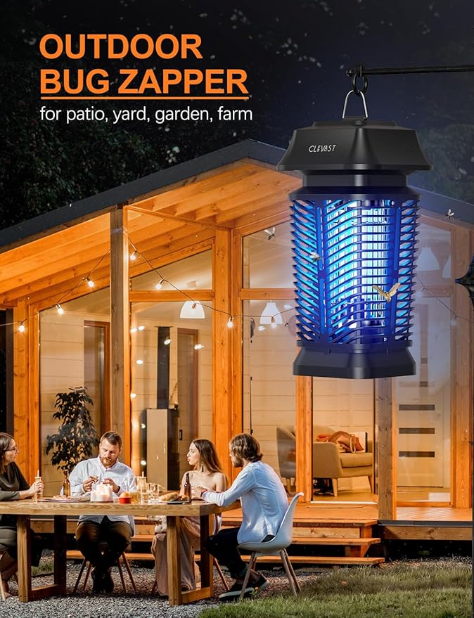 CLEVAST Bug Zapper Outdoor - Electric Mosquito Zapper Indoor, Fly Traps with UV Light, Waterproof Flying Killer 4200V Insects Lamp for Patio, Yard, Garden, Porch