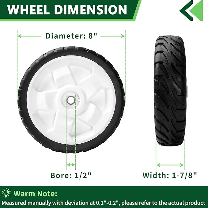 2 Pack Front Drive Wheels Replaces Toro 119-0311 205-360 20954 137-4832 Wheels