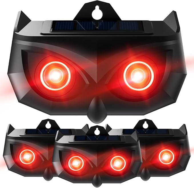 Solar Animal Repeller-Nocturnal Coyote Deterrent with Upgraded Frequency Flashing Lights-Waterproof Deer Repellent Device for Raccoon Fox Skunk-Predator Lights for Chicken Coop Farm Yard Garden (4)