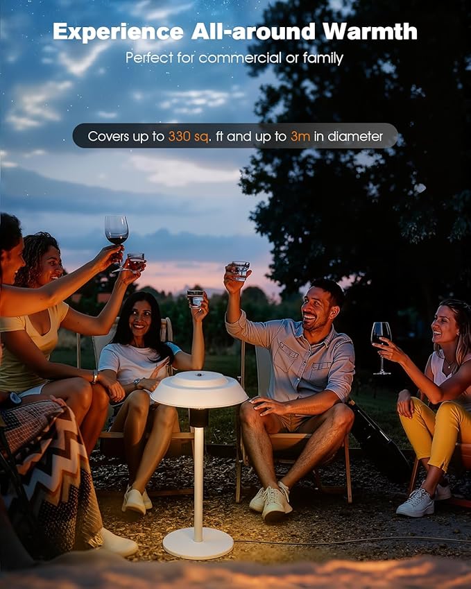 Electric Patio Outdoor Heater, 600W/900W/1500W Infrared Tabletop Heaters for Indoor Oudoor Use, IP55 Waterproof, Tip-over & Overheating Protection, Perfect for Garden, Balcony, Garage, Backyard