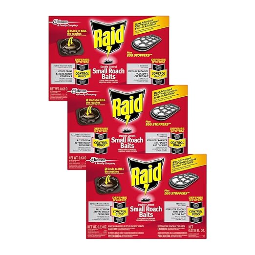 Raid Double Control Small Roach Baits Plus Egg Stopper 12 Count (Pack of 3)