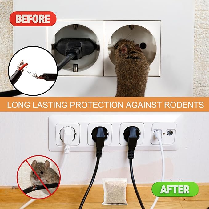 24 Pack Mouse Repellent Pouches,Rodent Repellent for Car Engines,Mouse deterrents That Works,Peppermint Oil to Repel Mice and Rat (Mint)