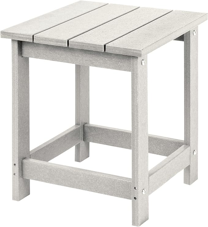 LZRS Adirondack Square Outdoor Side Table for Patio, Pool Composite Patio Table,HDPE End Tables for Backyard,Pool, Indoor Companion, Easy Maintenance & Weather Resistant(Sand)