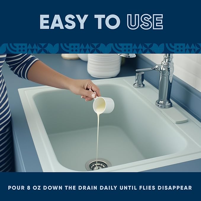 Fruit Fly Drain Treatment | Drain Fly Eliminator | Eliminates Gnats, Sewer Flies and More - Works in All Drains - 32 Fl Oz