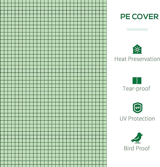 Outsunny 10' x 3' x 2.5' Mini Greenhouse, Portable Tunnel Green House with Roll-Up Zippered Doors, UV Waterproof Cover, Steel Frame, Green