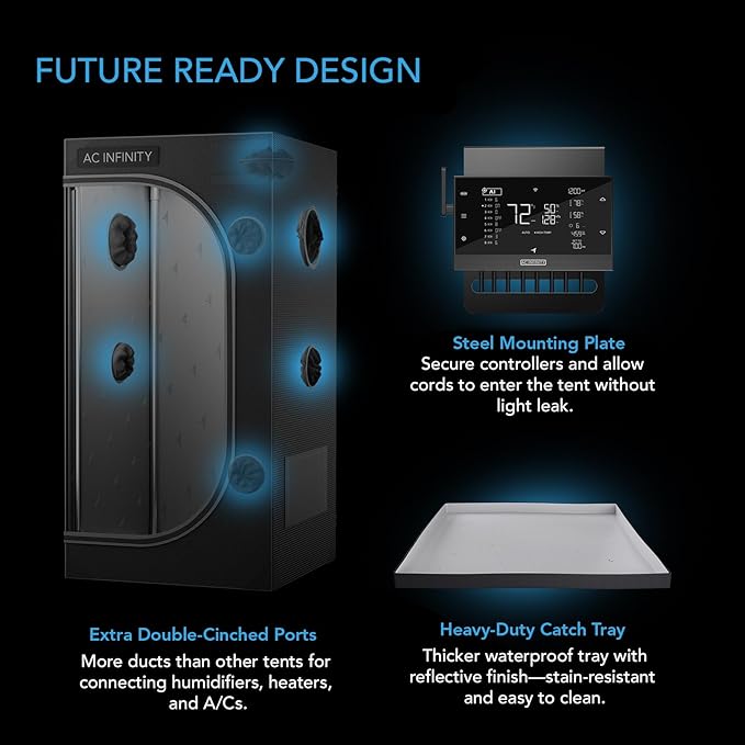AC Infinity CLOUDLAB 816 Advance Grow Tent, 120"x60"x80" Thickest 1 in. Poles, Highest Density 2000D Diamond Mylar Canvas, 10x5 for Hydroponics Indoor Growing