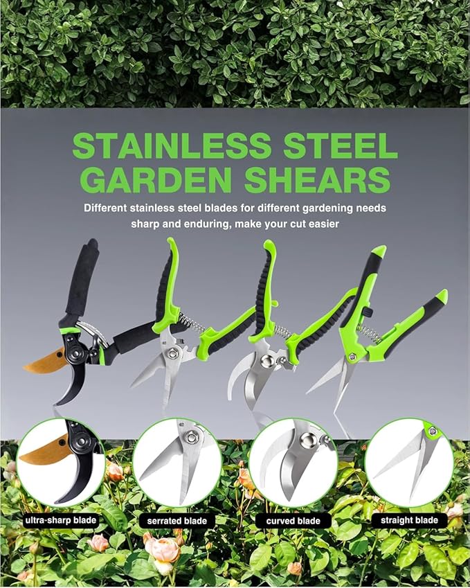 4-Pack Bypass Pruning Shears, Titanium Steel Blade,With Gardening Gloves,Shears Stainless, Ergonomic Hand Pruning Shears for Trees, Plants (Shears Gardening Tool Kit)