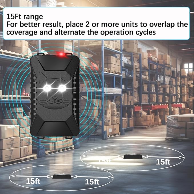 Tirgo Rodent Repeller Car Under Hood, Ultrasonic Mouse Repellent with Strobe Light, Plug-in Battery Powered Keep Mice Away from Cars Engines, Outdoors, Room, Indoors (Large)