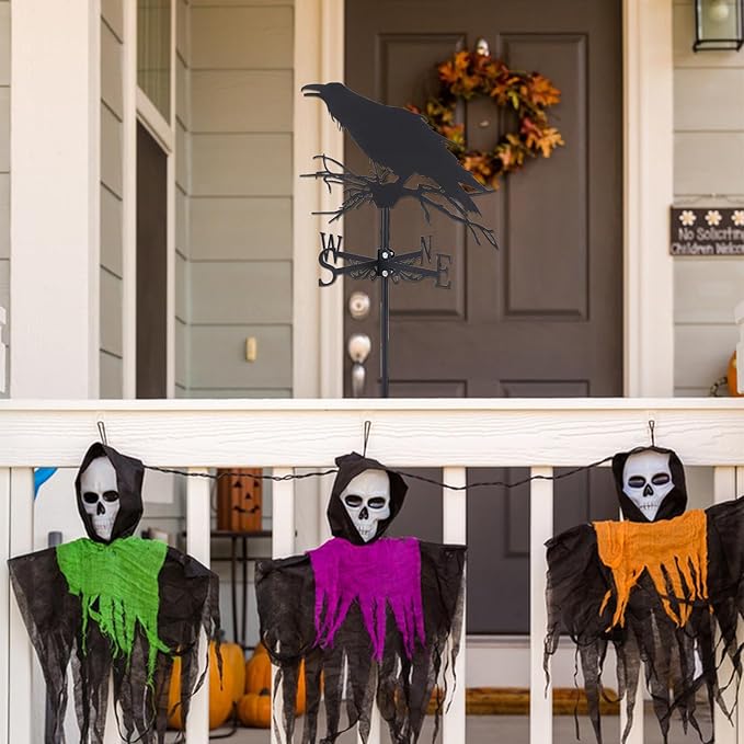 SUPERDANT Crow Weather Vane Black Metal Wind Vanes for Outside Weathervane Crow Animal Weathervanes for Yard Garden Decorative Outdoor Farmhouse Farm Barn Sheds Patio Halloween Decorations