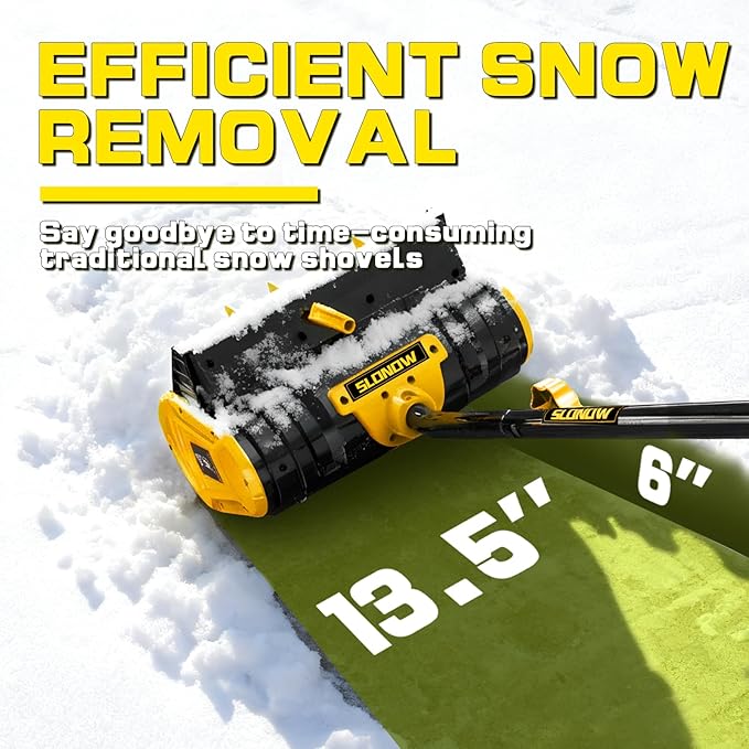 Cordless Snow Shovel, 20V Electric Snow Blower Compatible with De-Wait(No Battery), 13.5 Inch Cordless Snow Removal Shovel with Directional Plate - Yellow