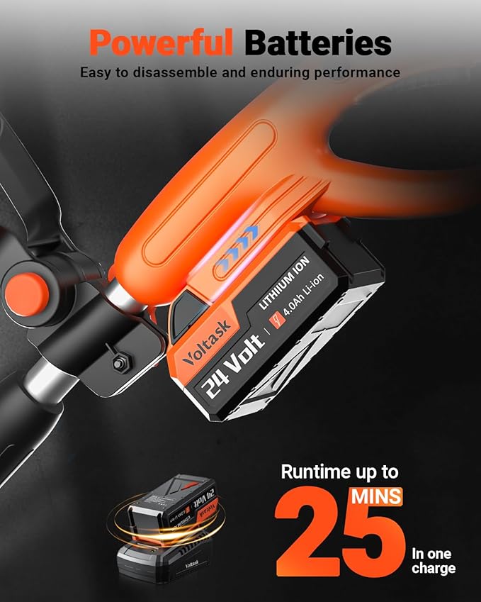 VOLTASK Cordless Snow Shovel, 24V | 12-Inch Snow Blower Cordless, Battery Snow Shovel with Directional Plate & Adjustable Front Handle (4-Ah Battery & Quick Charger Included)