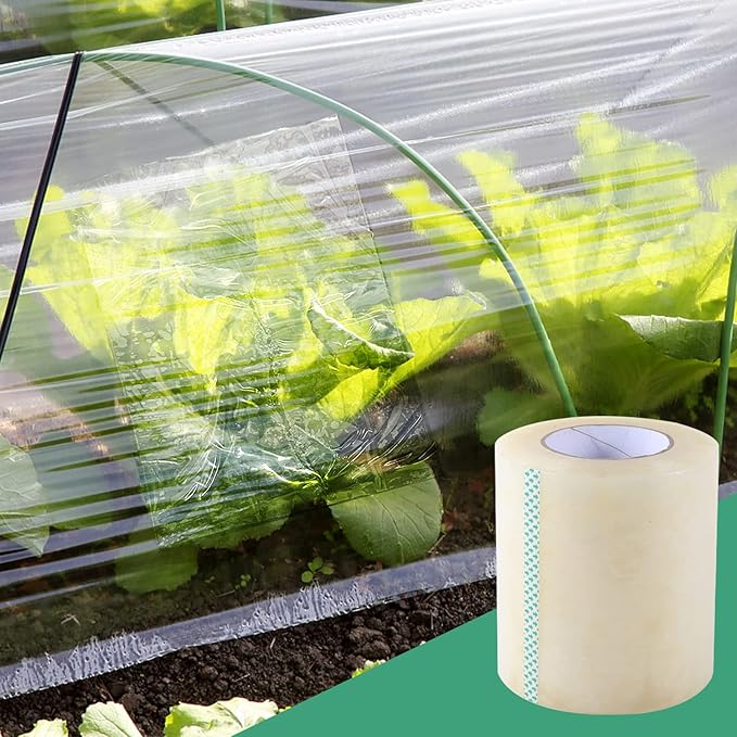 Greenhouse Repair Tape, 6.3 mil Thickness Greenhouse Plastic Tape, Clear UV Resistant Greenhouse Sheeting Coverings Film Tape(5inX213ft)