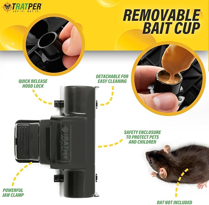 Rat and Chipmunk Traps. Prevents Accidental Triggering with Dual Tunneled Design. Covered Snap Traps for Humane Kill, Reusable, Pest Control for Rats, Indoor & Outdoor Use. 2 Pack