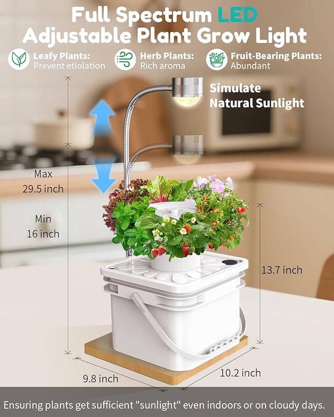 Indoor Herb Garden Growing System Kit, 6 Pods Hydroponics System with LED Grow Light, Hydroponic Planter for Home Kitchen Windowsill, White
