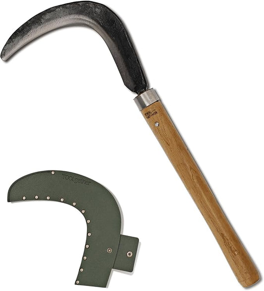 Josun Sickle - Hand-Forged Handmade Korean Weeding and Brush Clearing Tool with Razor-Sharp Blade and Chestnut Wood Handle