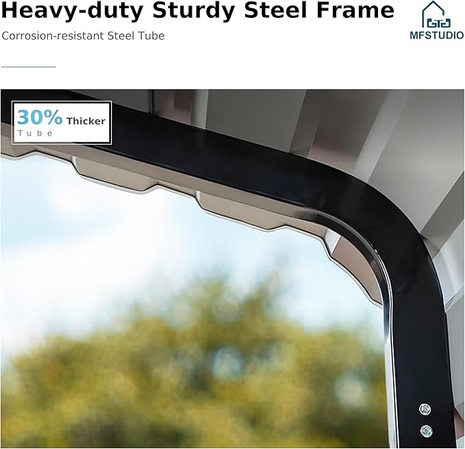 MFSTUDIO Carport 12x20 ft, Outdoor Heavy Duty Metal Shed Carports, Metal Garage Car Shelter Shade Car Port with Galvanized Roof, Frame and Bolts for Cars, Truck and Boats