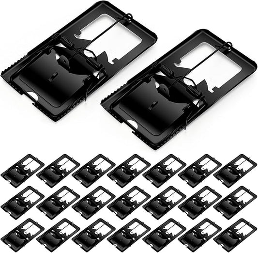 Qualirey 24 Pcs Classic Metal Rat Traps Reusable Mouse Trap Humane Effective Snap Rat Killer That Work for Indoor Outdoor Mice Voles and Small Rodents Control(Black)