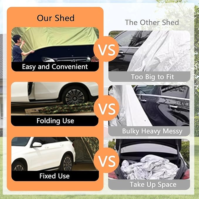 Car Port Portable Storage Shed Carport Canopy Carports Metal Carport Round Style Outdoor Storage Shed Lockable for Automotive Use Anti-Snow Waterproof(Gray)