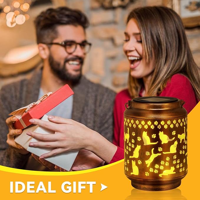 Cat Lover Gifts for Women,Mom,Grandma,Sister,Cat Solar Light , Gift Solar Lanterns for Mother Day Christmas Outdoor Waterproof Lights Led Mason Jar Hanging Lamps Decor for Garden Yard Patio