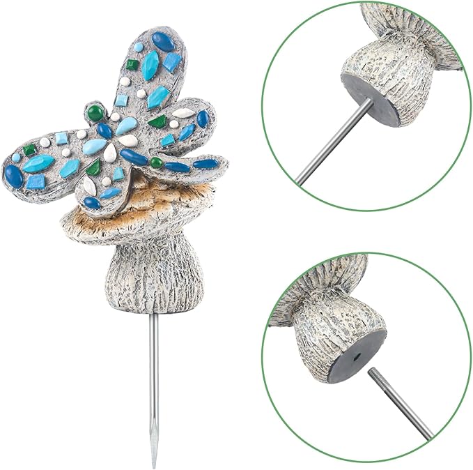 bocola Resin Dragonfly Cemetery Decoration for Grave-Memorial Gravesite Stake - Metal Ground Stake for Cemetery Decor, Grave Marker