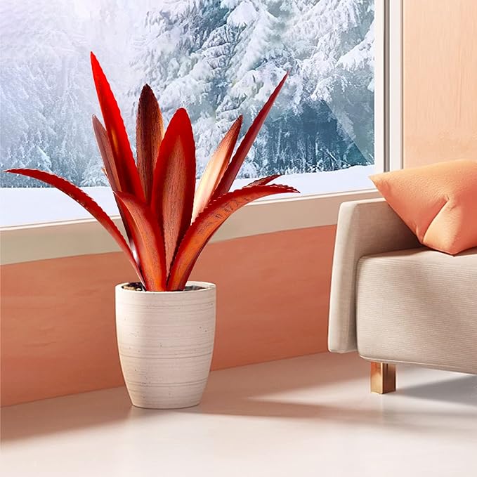 TOMBABY Enlarge Thickened Wind Resistant Metal Agave Garden Art Metal Plant Country Garden Sculpture Statue Outdoor Decoration Agave Metal Plant Courtyard Garden Lawn Ornament Gift (2, 12 Leaves red)