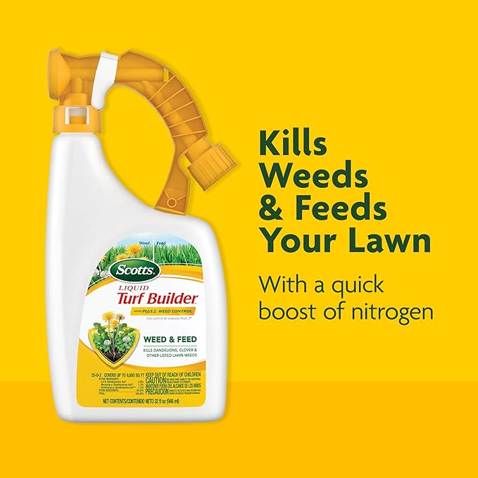 Scotts Liquid Turf Builder 2 Step Lawn-Care with Plus 2 Weed Control and Food, Liquid-Weed and Feed and Fertilizer, 32 oz.