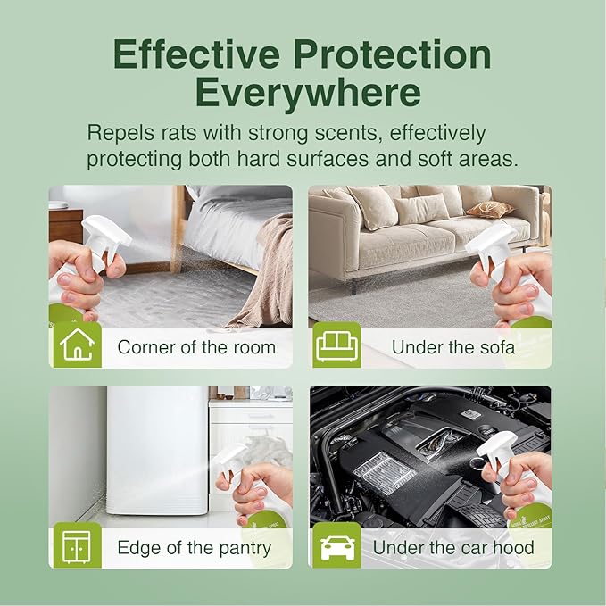 Peppermint Oil Spray for Rodents - Pure Peppermint & Mint Oil Spray for Mouse, Mice, Rat - R odent/Mouse Repellent for Indoor, Outdoor, Car Engine, Home, Attic, Garage - Pet & Kids Safe.(32 Oz)