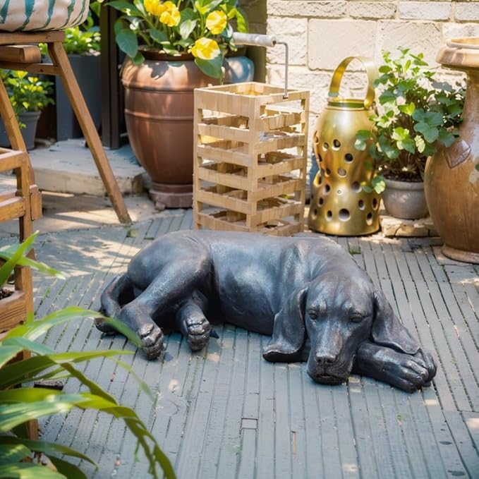 Garden Statue Outdoor Decorations Dog-Figurine - Sleeping Dog Sculptures Resin Sculpture for Patio Lawn Yard Porch Ornament Garden Gift 22.25 * 12.5 * 5.5