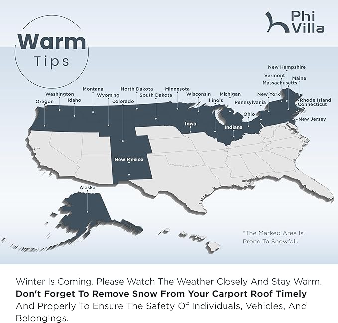 PHI VILLA 35 x 14 ft Heavy Duty Metal Carport with Galvanized Steel Roof for RVs, Cars, Boats, and Tractors
