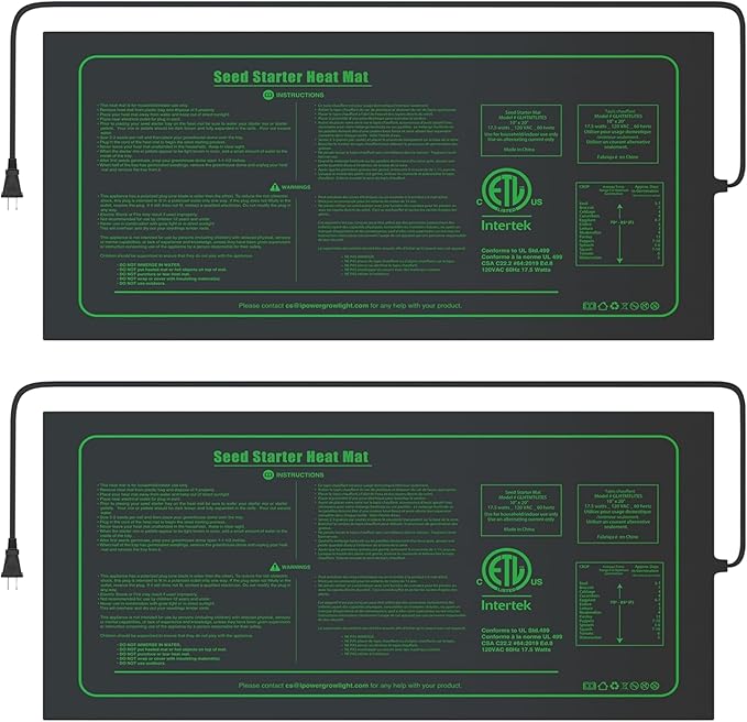 iPower Waterproof Seedling Heat Mat 10" x 20", 2 Pack ETL Certified Durable Germination Heating Pad, for Seed Starting Propagation