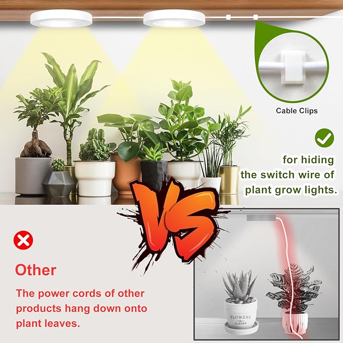 Full Spectrum Grow Light for Indoor Plants, 72 LEDs Halo Plant Light with Auto On/Off Timer (4/8/12H), 10-Level Brightness, 3 Lighting Modes, for Small Plants & Seedlings (White, One Head)