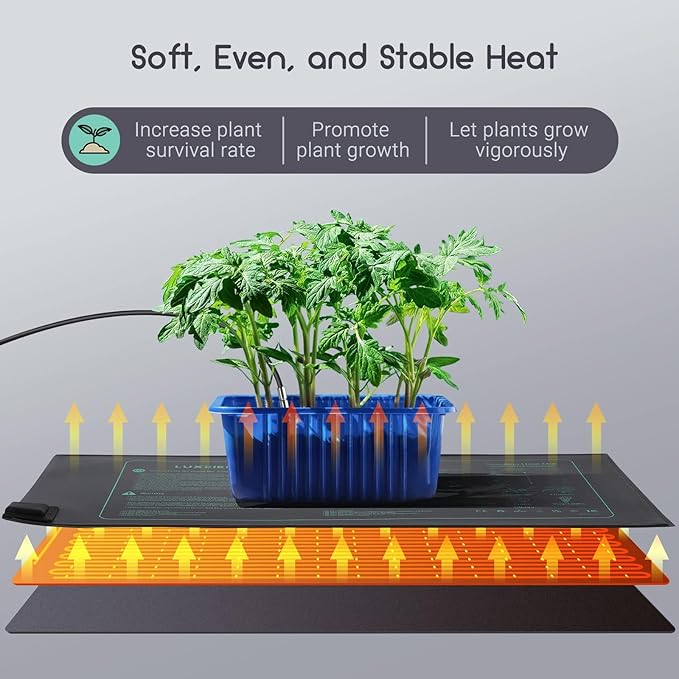 LUXBIRD 2 Pack 10"x 20.75" Seedling Heat Mat and Digital Thermostat Controller Combo Set (120v US Plug)