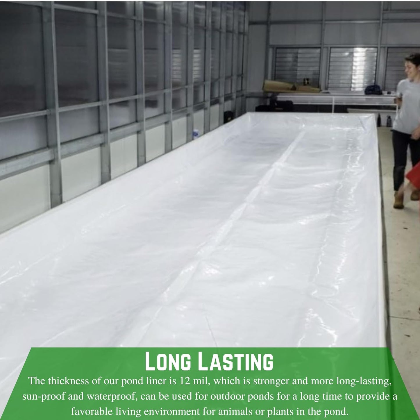 Farm Plastic Supply - 12 Mil String Reinforced Black/White Pond Liner - 12 Mil Fish Pond Liner, Pond Liners for Outdoor Ponds, Koi Ponds, Garden Fountain, Containment Liner (12' x 30')