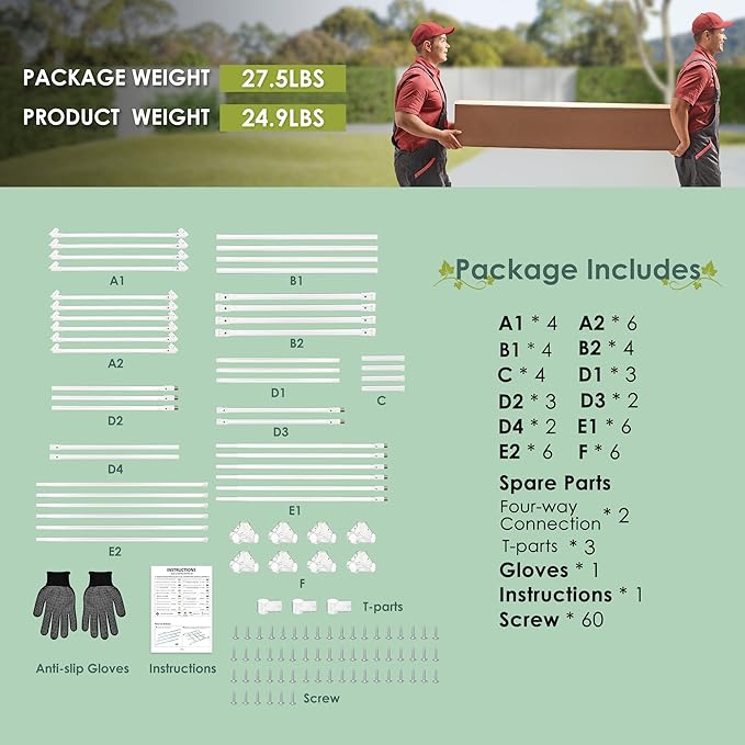 SHANTRA 79'' L x 59'' W x 79'' H Grape Trellis, Vine Support Arch Arbor, Garden Arch, Plant Climbing Pergola, Arbour Gazebo Trellis for Backyard Decoration, White Rack for Vineyard