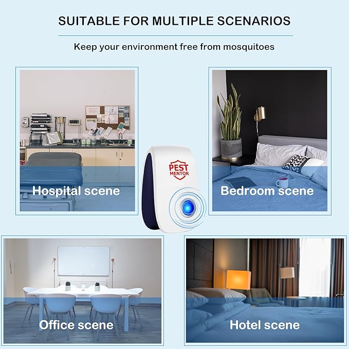 Ultrasonic Pest Repellent 10 Packs, Plug-in Pest Control Device Indoor for Repel Mosquitoes, Flies, Spiders, Beetles & Mice, Silent Solution for Homes, Offices, Kitchens, Insect Repellent