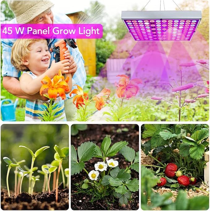 Juhefa LED Grow Lights, Full Spectrum Grow Lamp with IR & UV LED Plant Lights for Indoor Plants,Micro Greens, Clones, Succulents, Seedlings, Panel Size 9.9x9.9 inch