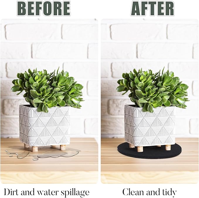 Plant Coaster Mat Reversible(Fabric/Leather),6Pcs Plant Coasters for House Plants Indoor & Outdoor,Household Products Absorbent/Waterproof(8inch)