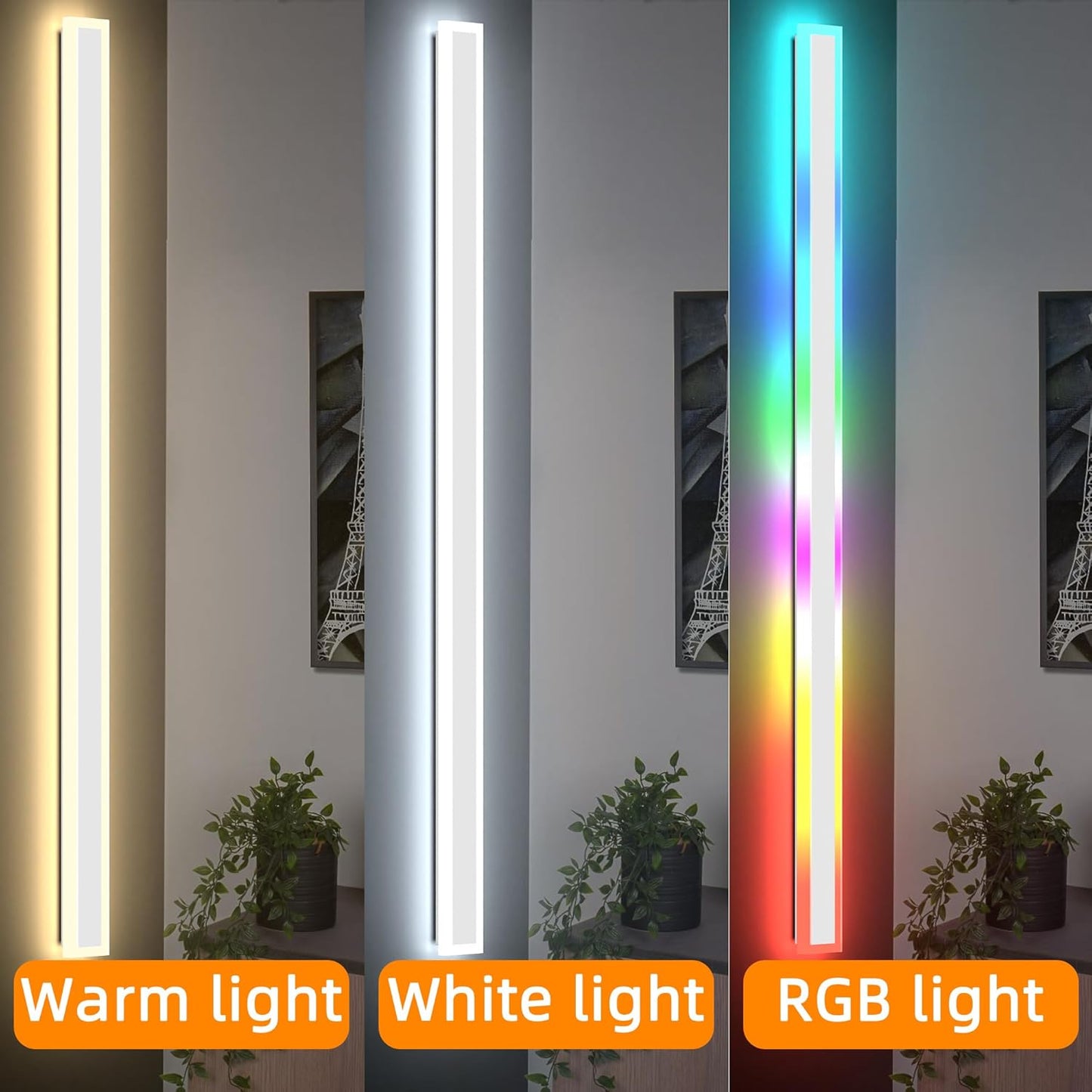 Modern Outdoor Wall Lights, 2 Pack Long Wall Sconce, Lighting Fixtures Long Wall Light 24w Waterproof Ip65 Black Exterior Sconce Led Linear Light for Garage, Patio (2pack-white, 60inch)