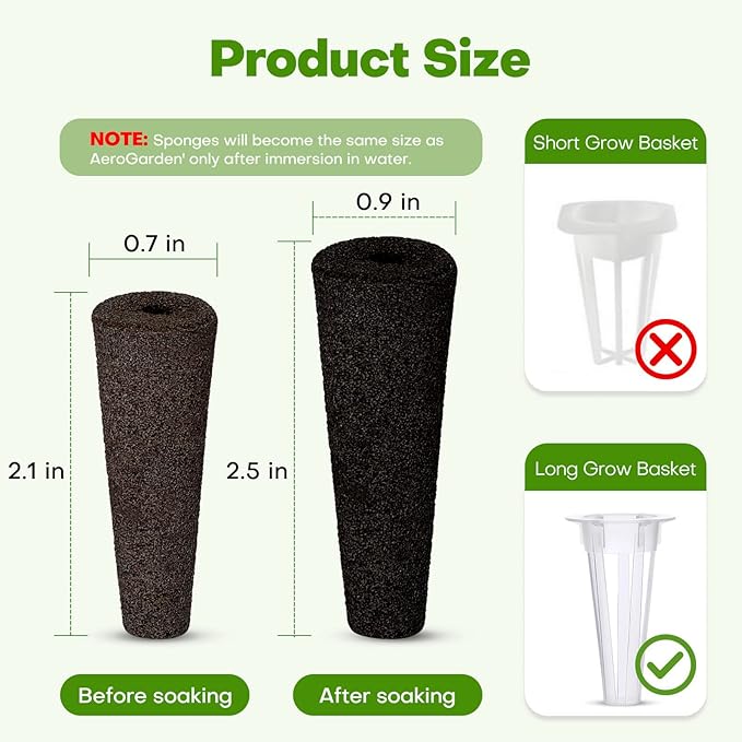 Ahopegarden 50pcs Hydroponic Pods Kit: Compatible with AeroGarden Herb Kits with 50 Grow Sponges; 50 Pods Lable, Highly Breathable - Indoor Garden Kit Supplies for Most Brands