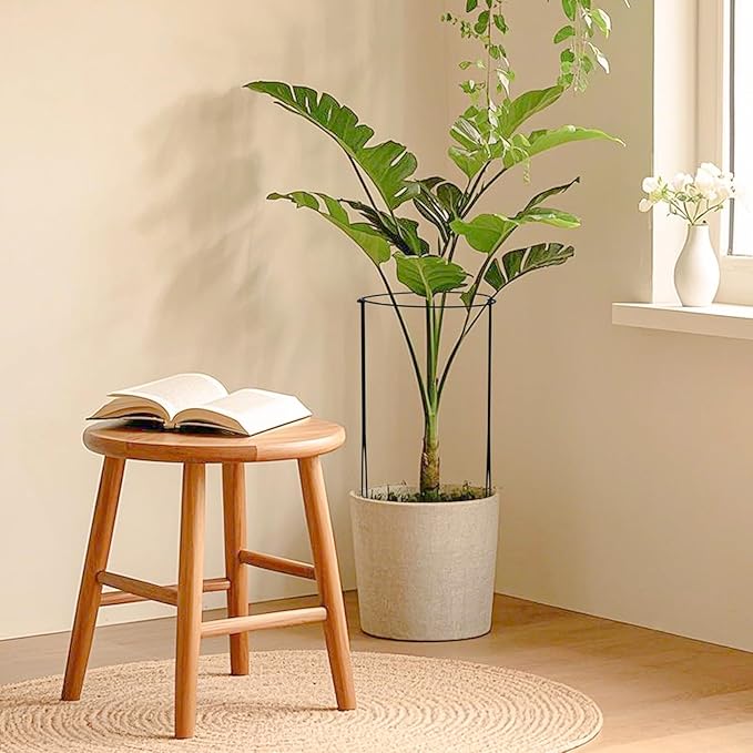 16 PCS Adjustable Plant Support Stand with Clips & Twist Tie - 10x24 Inch Garden Stakes for Indoor Outdoor Plants, Heavy Duty Plant Stakes Peony Support Cage Plant Support Ring