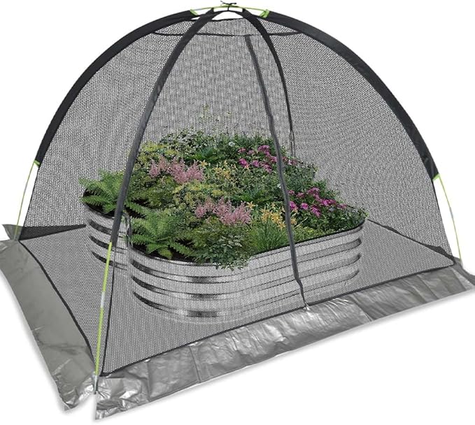 Plant Cover Crop Cage: Breathable Mesh Netting with Zipper Access UV-Proof 7x5x4.4FT for Vegetable Beds & Berry Bushes