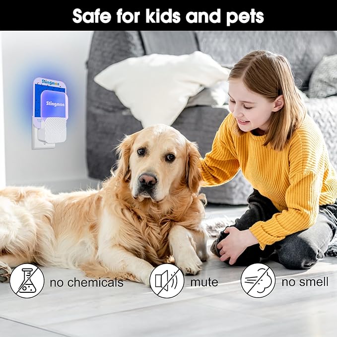 Flying Insect Trap Plug-in Fruit Fly Traps for Indoors Gnat Killer(1 Device + 6 Refills) with UV Light, Fruit Fly & Mosquito Bug Zapper for Home Office Kitchen, Child & Pet Safe, No Odor, Mute Design