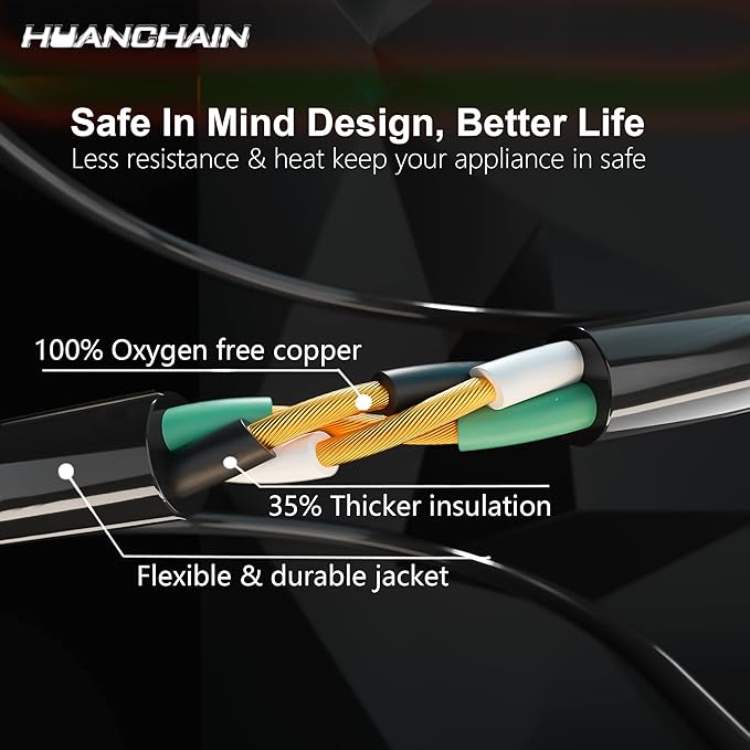 HUANCHAIN 16/3 Gauge 200 ft Extension Cord Outdoor Waterproof with Lighted end, Flexible Cold-Resistant 3 Prong Long Black Extension Cord Outside, 10A 1250W 16AWG SJTW, ETL