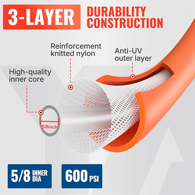 YAMATIC Heavy Duty Short Garden Hose 5/8 in x 10 ft with Swivel Fitting, Super Flexible Leader hose,All-weather, Lightweight, Burst 600 PSI