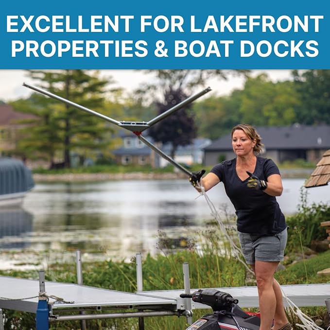 Jenlis Weed Razer Pro, Lake Weed Cutter, Large Pond Aquatic Plant Cutting Tool, Sharp Razor Blades Shear Cattail, Reed, Lilly & Chara Algae, Adjustable 30"-62” Inch Cut Width, 25' Foot Throw Rope